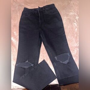 Hollister Black Flare Jeans with Distressed Details